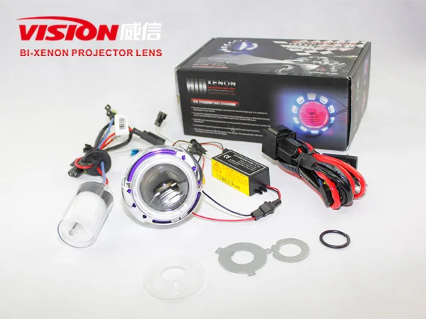 Vision оптовая цена Ксеноновые фары для мотоцикла hid H4 проектора с COB гало ангельские глазки запчасти двигателя