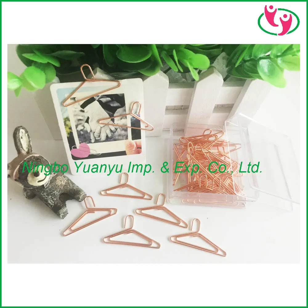 Popular Rose Gold Mini Hanger Shaped Paper Clips for Promotion