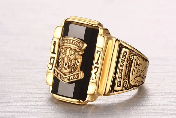 Wholesale Stainless Steel Imitation Jewellery Lion Head Ring Gothic Jewelry Customized Single Stone Ring Designs For Men