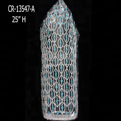25 Inch Colored Tall Rhinestone Pageant Crown