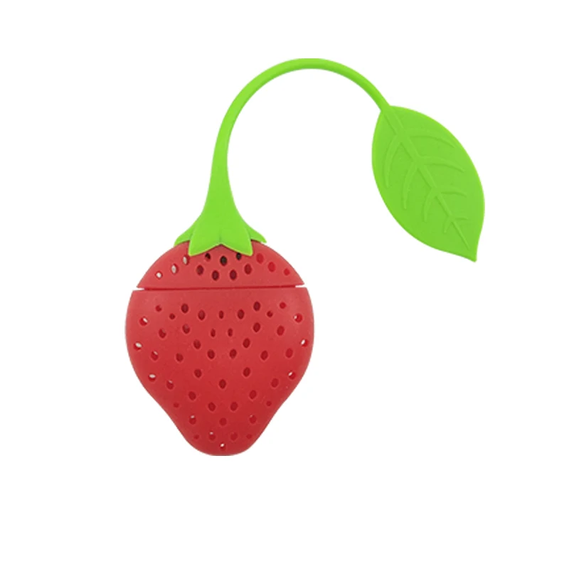Cute plastic silicone tea  filter  infuser  with handle unique mini fruit  tea infuser  tea tools for gift