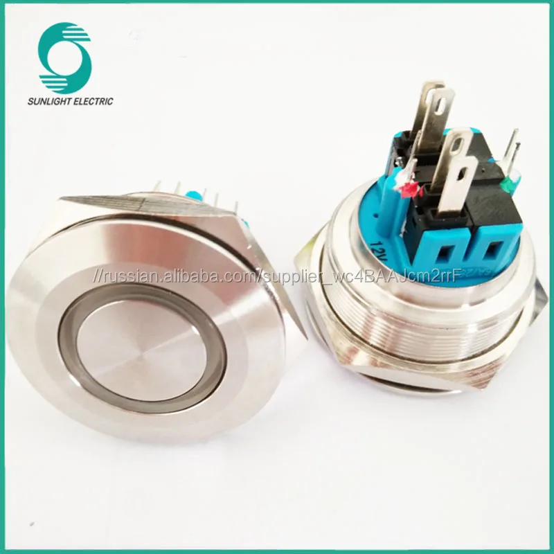 30 мм 12 вот RGB светодиод мгновенный нержавеющей стали кнопочный переключатель