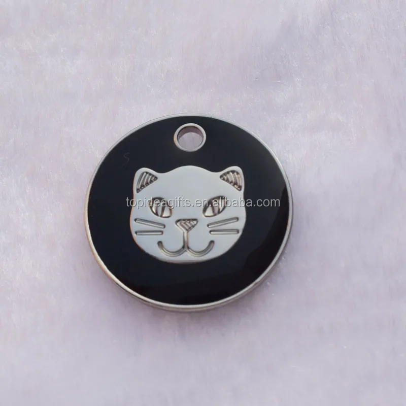 Dog Tag Supplier 20mm Diameter Enamel Animal Cat Pet Dog Tags Mini Cat Face ID Tags Manufacturer
