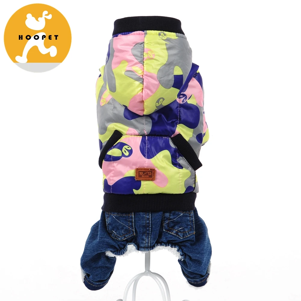 Hoopet cute ocean camouflage dog jumpsuit denim jeans