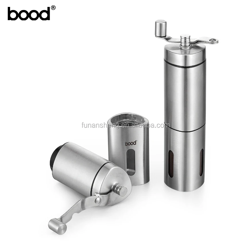 Portable Manual Coffee Grinder with foldable handle/ Ceramic Burr Triangular Prism Shaped/New Design Stainless Steel Coffee Mill