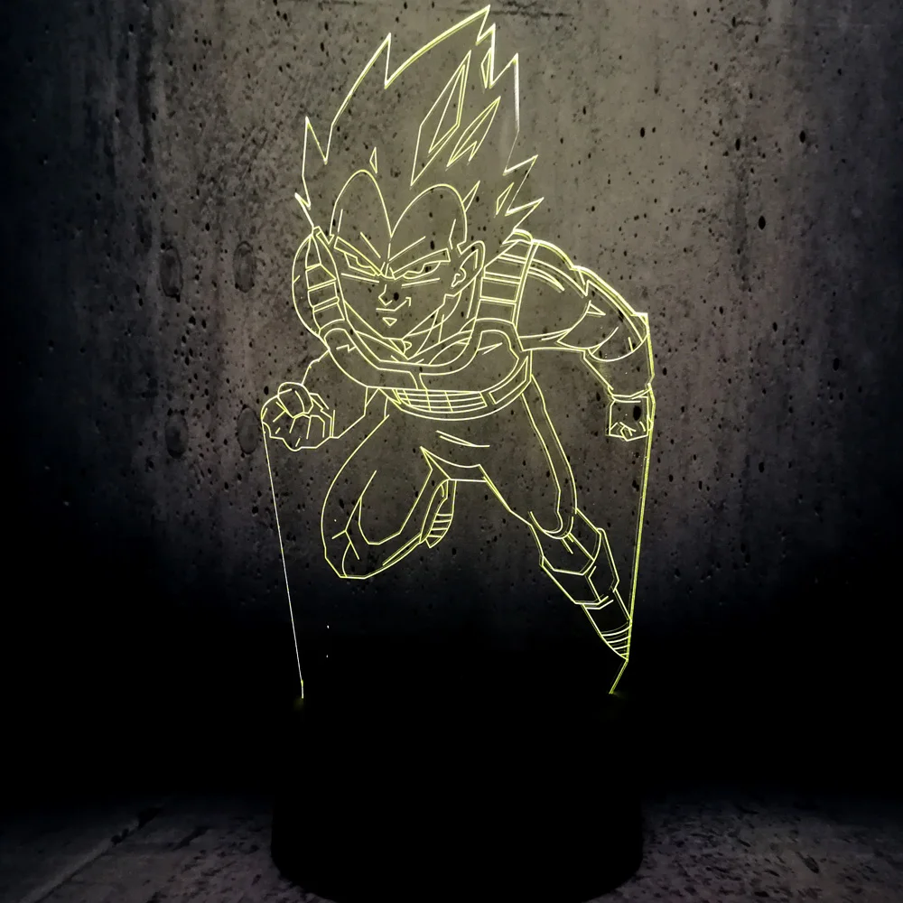 Креативная 3D лампа «7 Драконий жемчуг» Super Saiyan Vegeta, эволюция, многоцветный градиентный светодиодный настольный ночник, Настольная крутая лампа