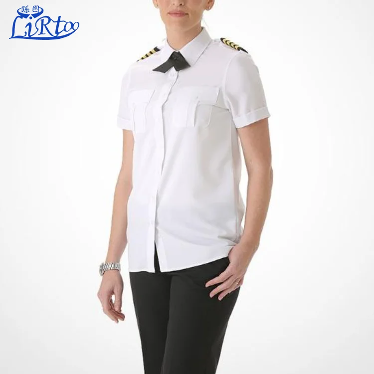 High Quality Latest design pilot uniform shirts custom blank t-shirt for airport people