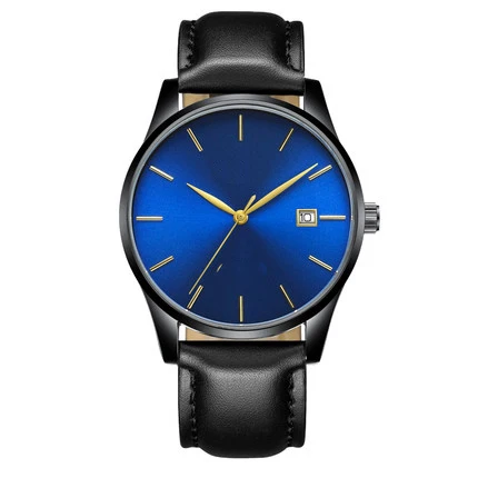 Top quality men leather sapphire crystal swiss quartz movement watches