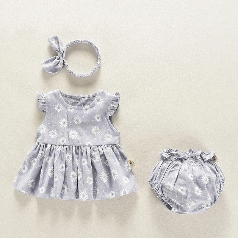 YQ258 wholesale baby clothes cute pattern baby dress two pieces baby clothing set