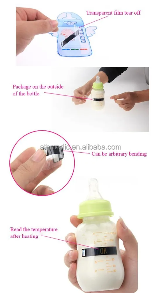 2021 Athmedic LCD liquid crystal Temperature promotional premiums infant nursery cartoon baby milk bottle thermometer