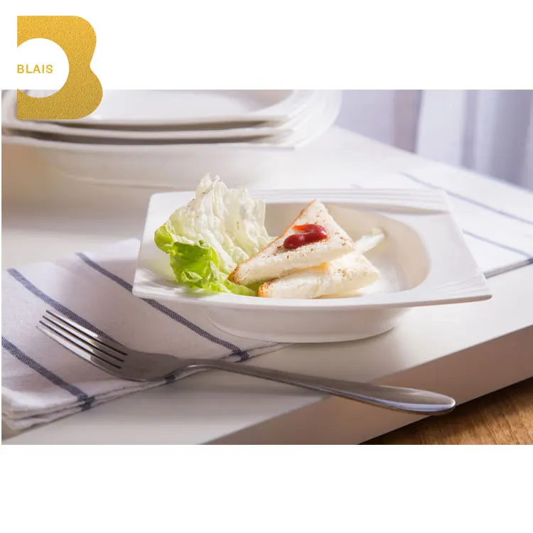 chaozhou wholesale modern handmade heat resistant bone china china commercial dinner 12inch  ceramic square restaurant plates