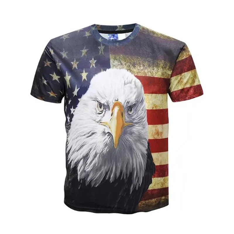 90% polyester 10% spandex sublimation t shirt america t-shirt 3d printed animal tshirt