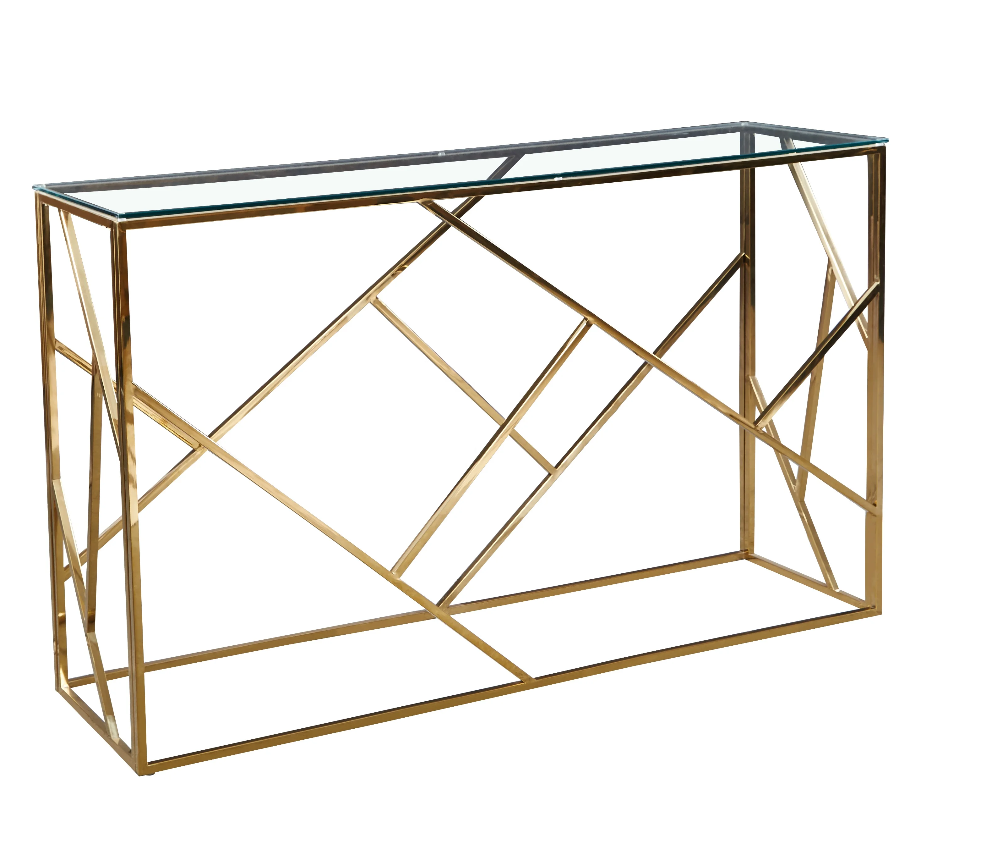 2021 new model water cube design Stainless Steel   Console Table golden dining living room