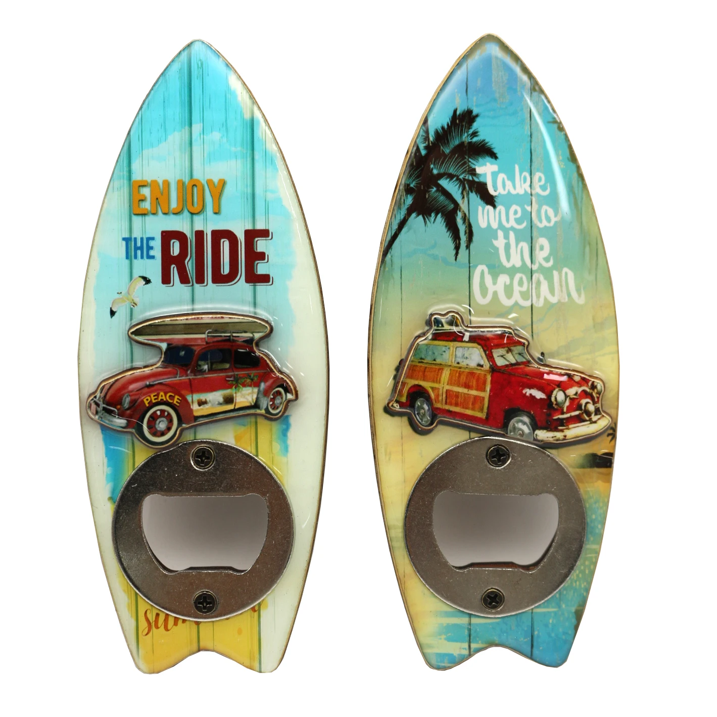 custom surf board  3D effect wood wine opener