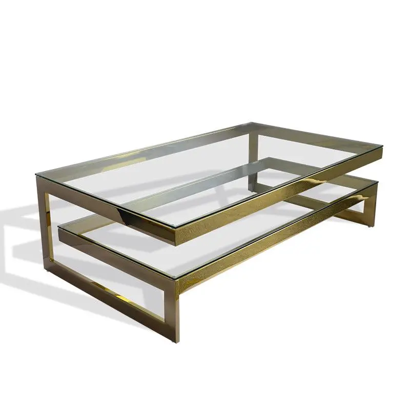 Кофейный столик новая модель из нержавеющей стали квадратный стеклянный журнальный обеденный стол