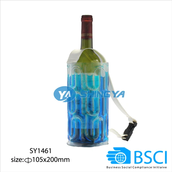 customized design pvc gel wine bottle tote bag ice gel cooler transparent pvc ice beer bottle cooler