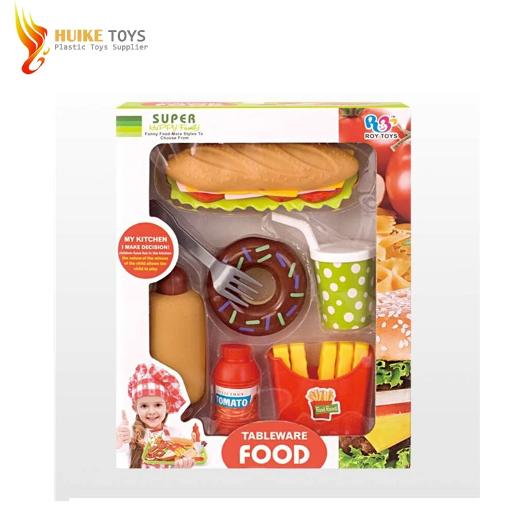 kitchen pretend play hamburger fast food toy with safety material make