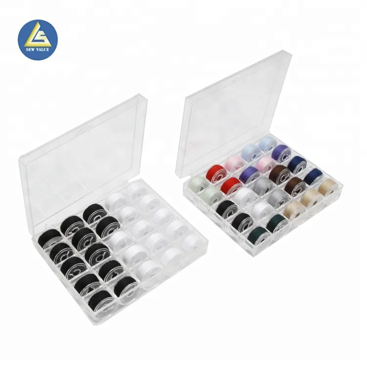 25pcs Mixed Colors Polyester Sewing thread With Transparent Plastic Bobbin For Home Sewing Machine Accessories Set