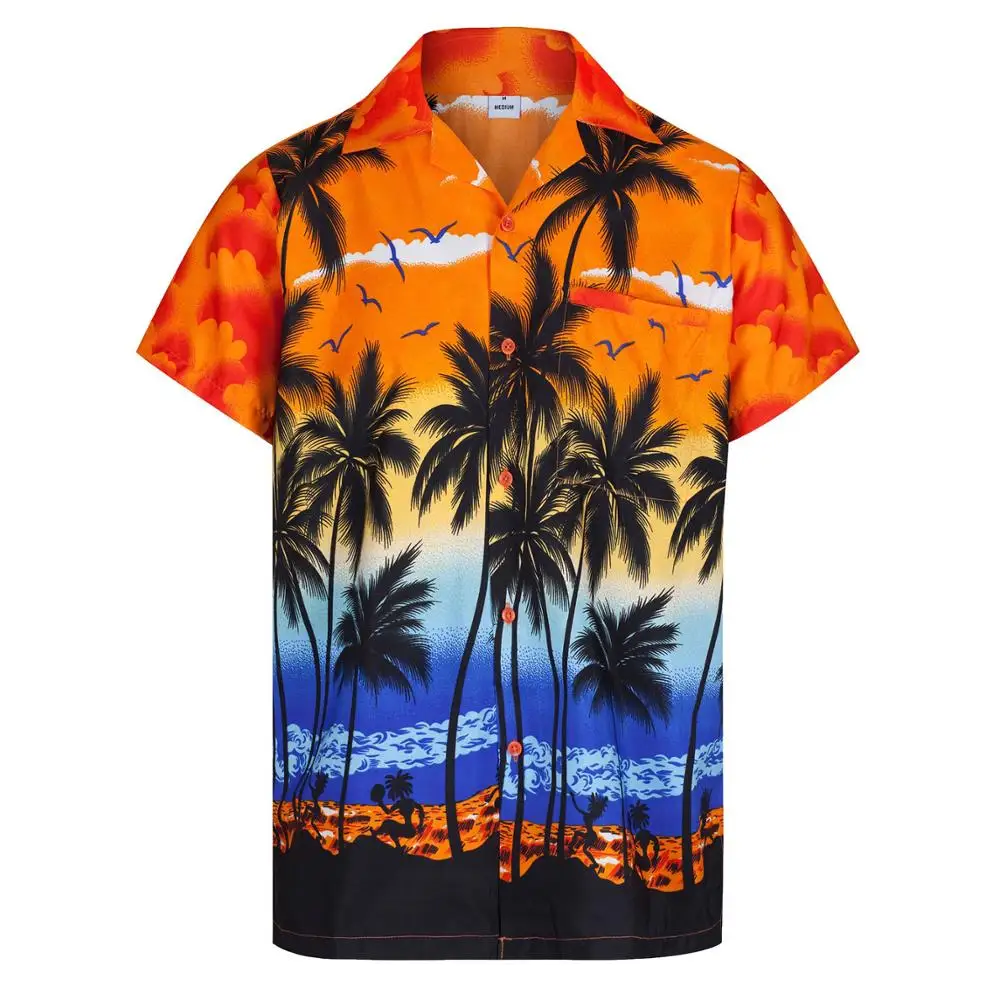 custom 100% polyester printed shirt for men hawaiian shirts wholesale