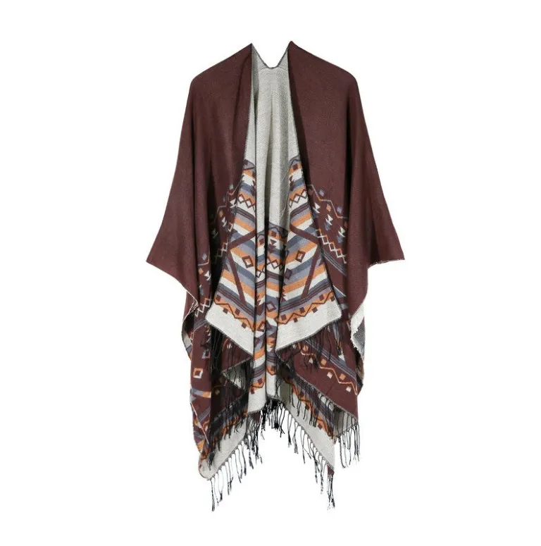 Hot sell Latest Design 2019 Winter Warm Wool Shawl Mexican Poncho for Women