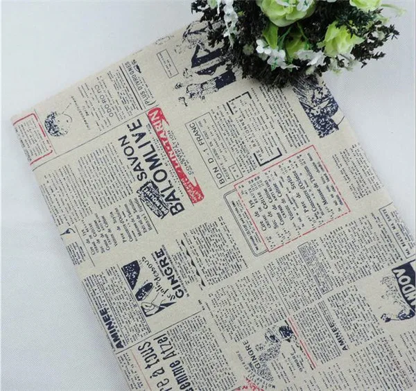 retro english newspaper pattern fabric linen cotton printed cloth for tablecloth/pillow/cushion/curtain