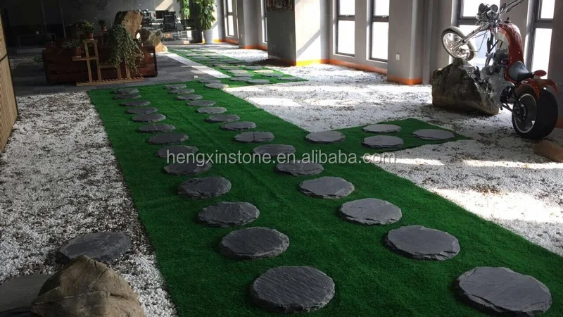 Factory Direct Sales Cheap Thick Natural Surface Round 30 cm Landscaping Slate Rock Natural Slate Paving Slate Blocks