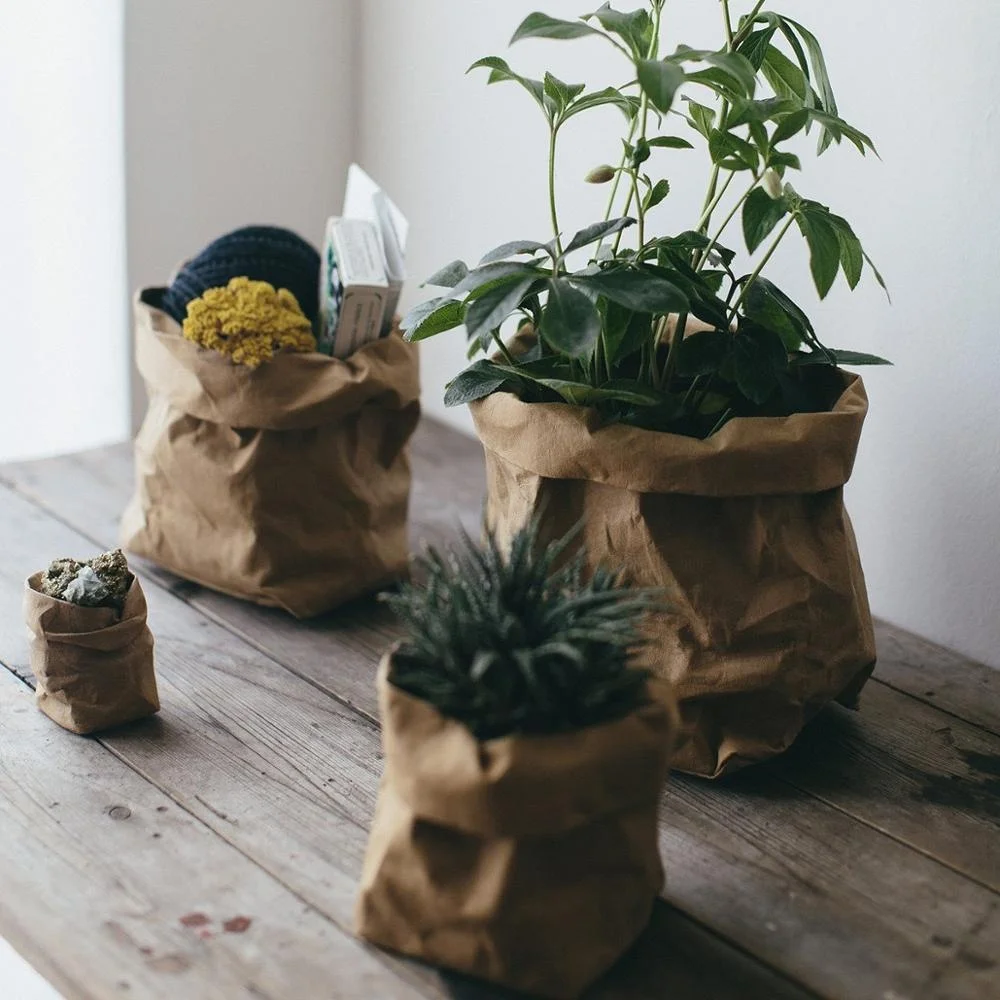 Durable indoor flower grow washable kraft paper pot covers