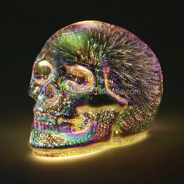 
Mercury 3d glass led skull lamp for table decoration battery led fireworks light 