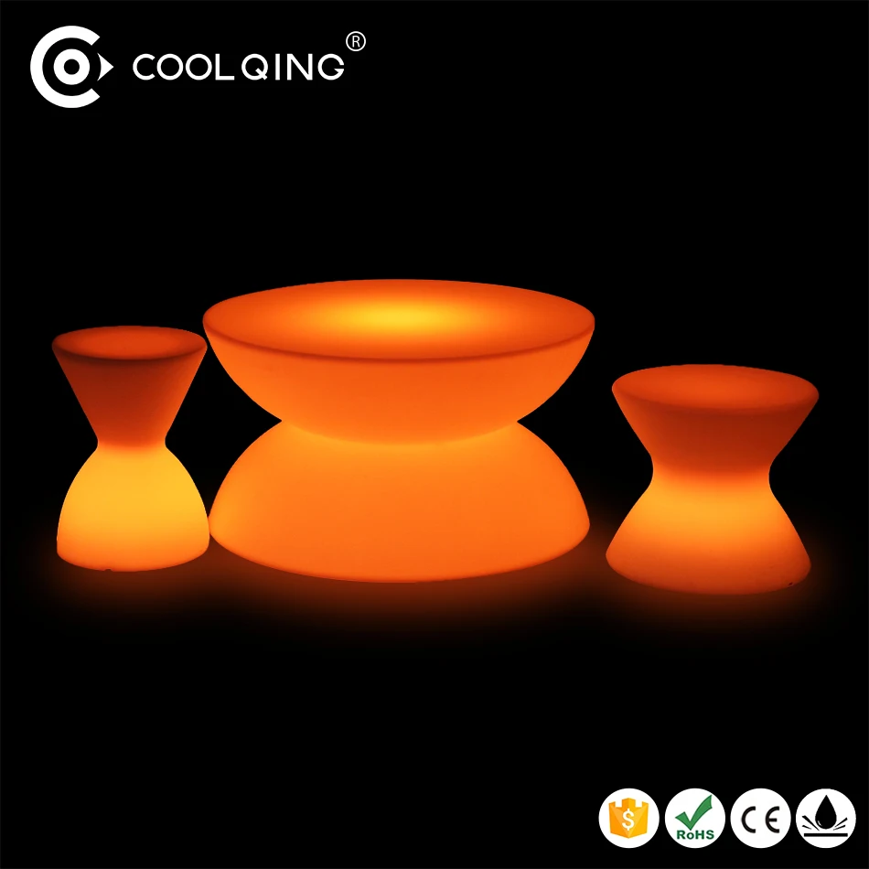 indoor or outdoor glowing furniture LED bar coffee plastic round table