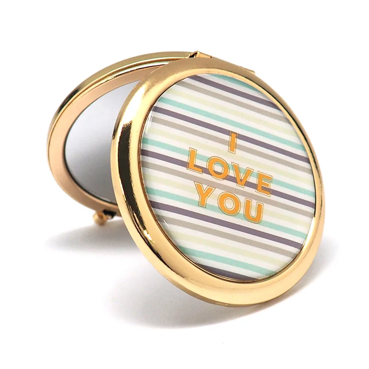 Hx-7032 Custom design printed 70mm round vintage makeup  mirror