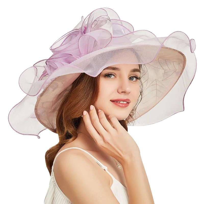 Spring Summer Fashion Multicolor Organza Fascinator Hats For Ladies Kentucky Derby Beach Hat