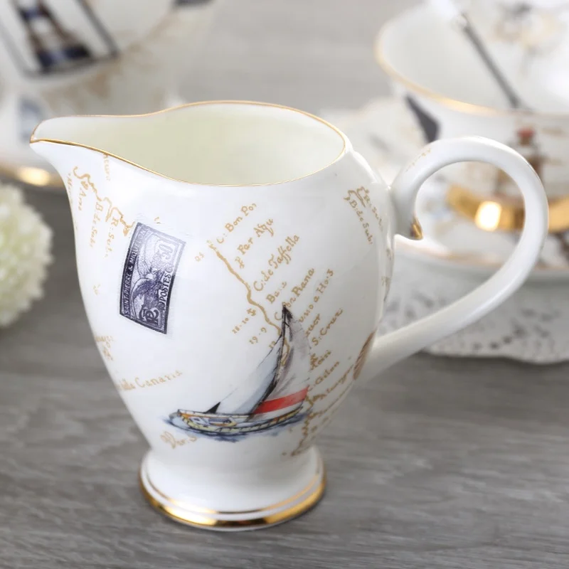 British ceramic 15pcs tea set porcelain elegant teapot milk pot sugar jar coffee cups