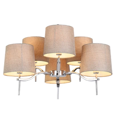 Traditional concise fashionable fabrics lampshade 6 lamp head chrome-plated living room bedroom hotel chandelier