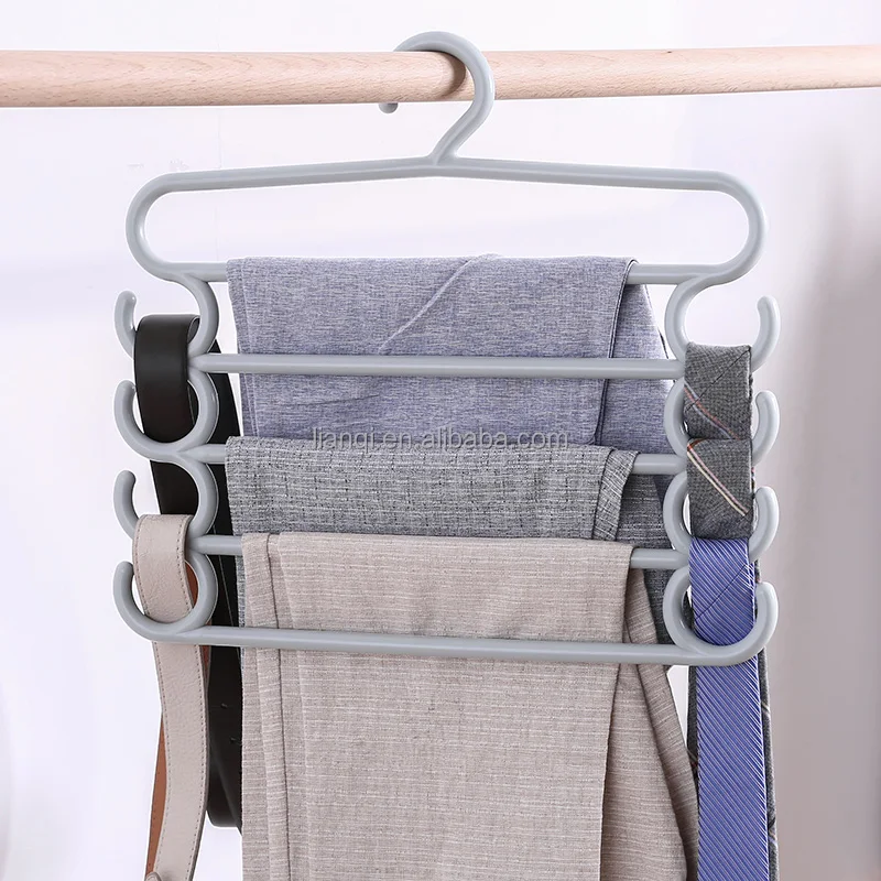Multifunctional Multi-layer Non-slip Wet and Dry Dual-Purpose Pants Hanger Household Plastic Magic Clothes Hanger