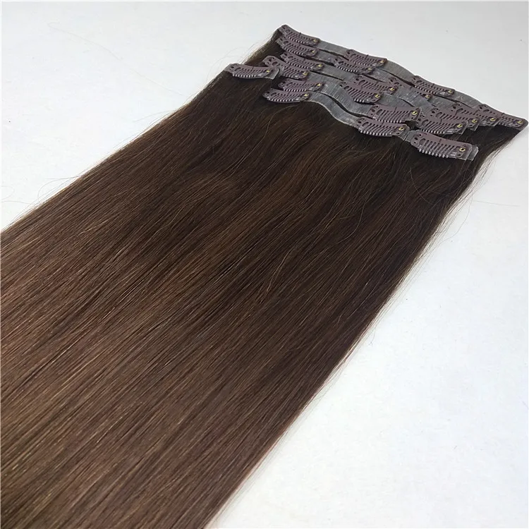 wholesale price 8pcs full head 100% human hair seamless clip in hair extensions