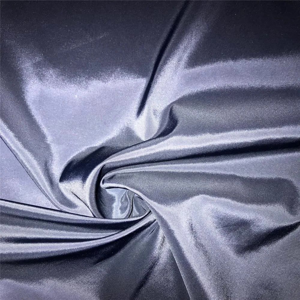 Semi Recycled fabric with certification and hanger /50D*30D+20DSP 100%Polyester soft and shiny fabric for garments