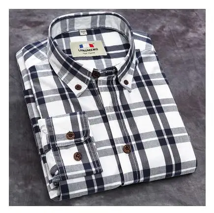 
Wholesale high quality new checks men custom designs long sleeve shirt 