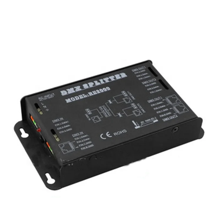 Popular DMX splitter Digital signal amplifier RJ45 Pins terminal 2 Channels output RE2000