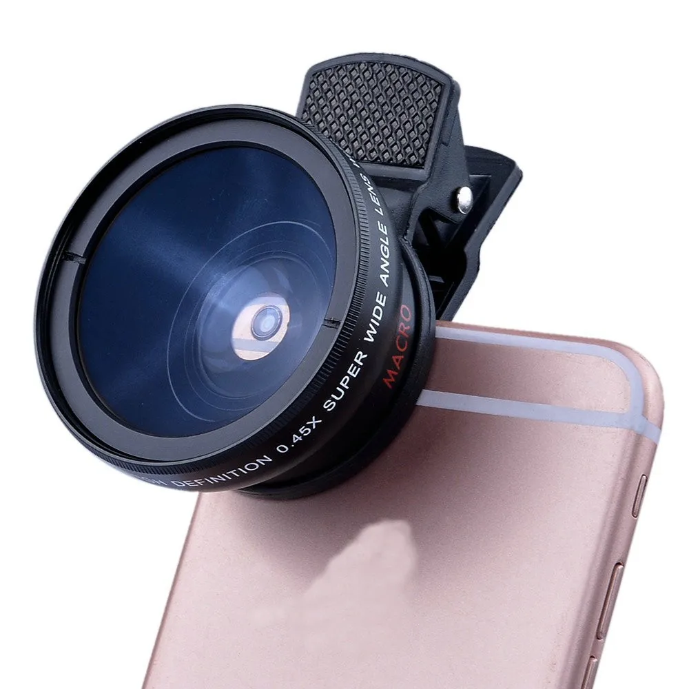 0.45X Wide Angle Macro Mobile Phone Camera Lens for Cell Phone Camera Glass Fisheye kit For iPhone Fisheye Lens