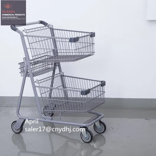 New design Canadian style cart double baskets shopping trolley