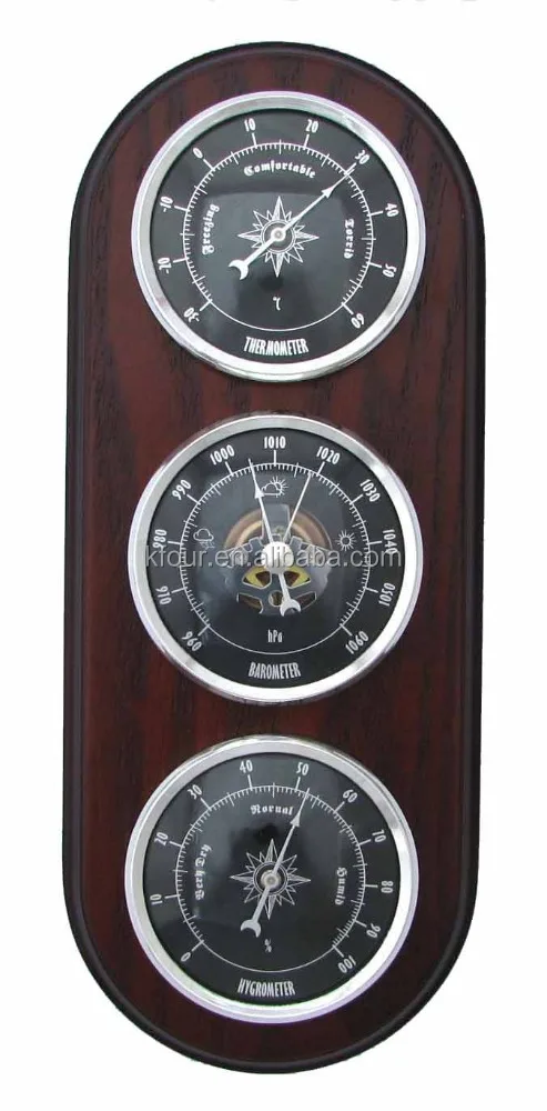 High quality wooden weather station with barometer thermometer and hygrometer mechanism for home decorative