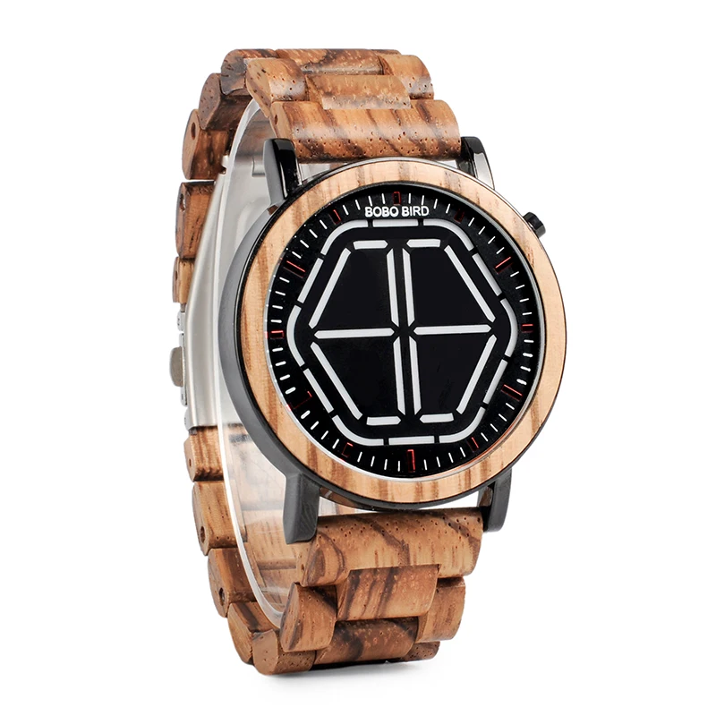 Новый дизайн светодиодные электронные деревянные часы bobo bird с модным шестигранным белым светом мужские