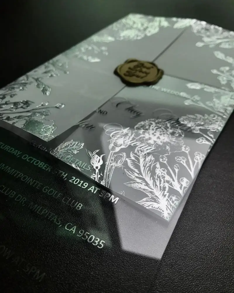 Цветочная калька из масляной бумаги акриловые Пригласительные открытки пригласительные с индивидуальным текстом