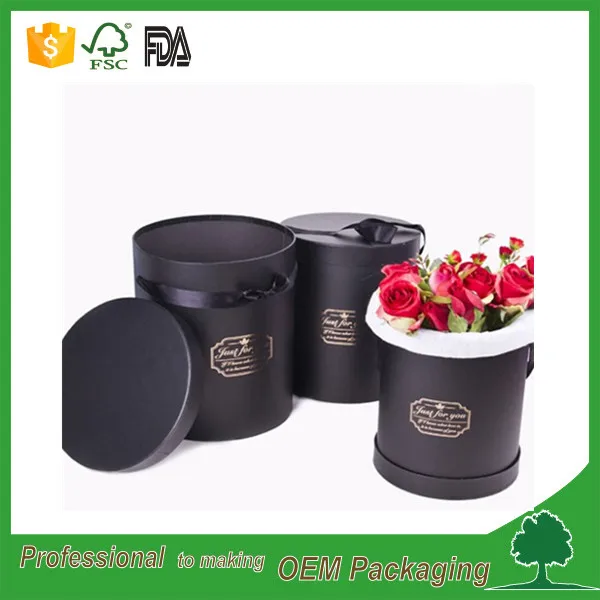 Lid and Base round cardboard carton flower box packaging for flowers wholesale