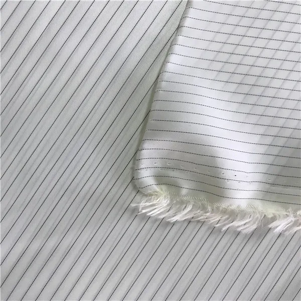 99 Polyester 1 Carbon ESD Antistatic Fabric 5mm Stripe 90GSM