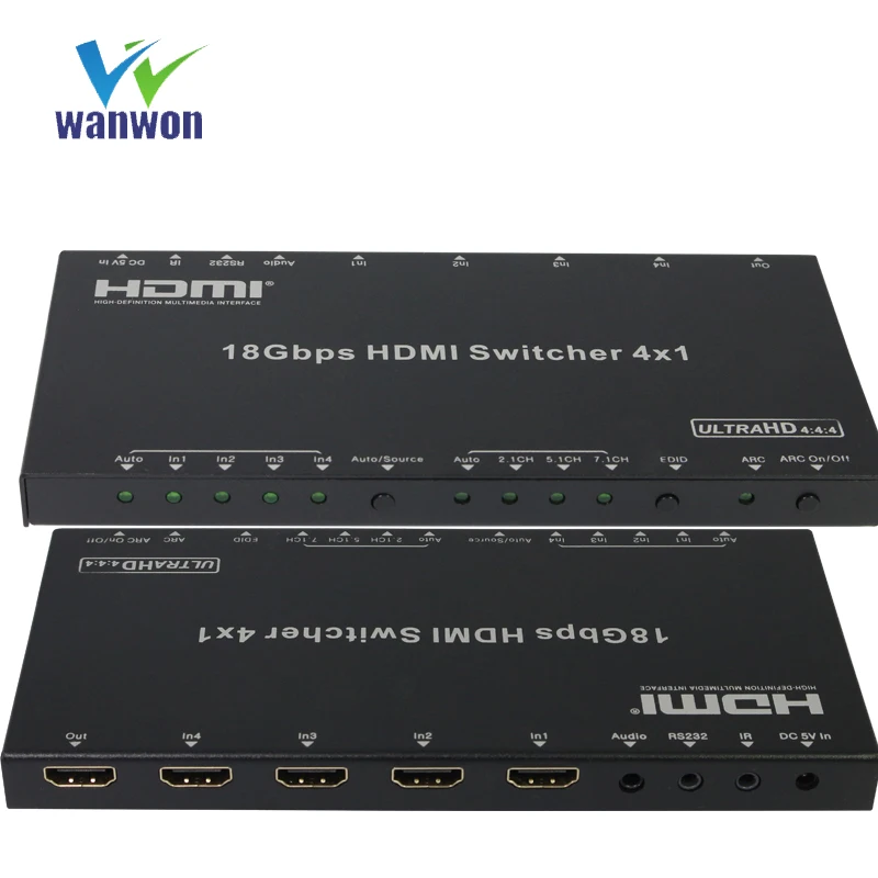 4K2K @ 60 Гц 4:4:4, 18 Гбит/с, HDCP 2,2 HDMI 4x1 переключатель с аудио экстрактором