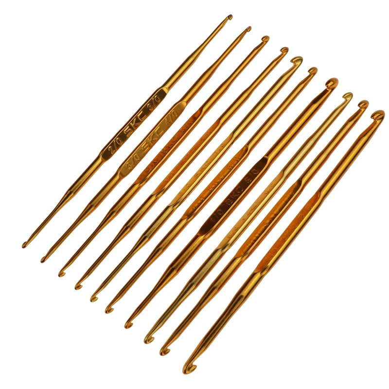 knitting needle gold double head aluminum crochet hook