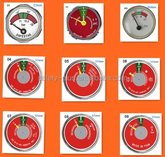 Bourdon tube type spring Pressure gauge for fire extinguisher