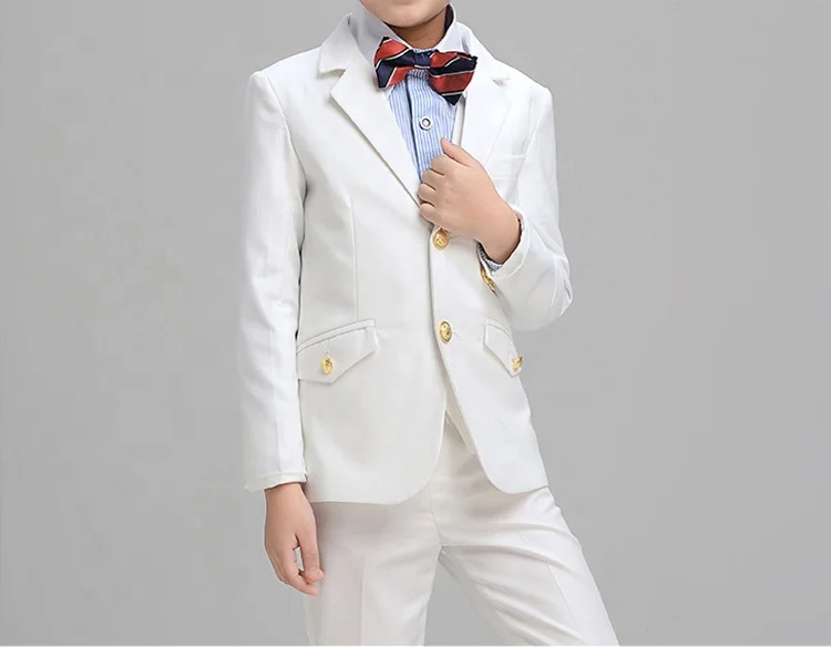 Новейший дизайн, детский белый костюм из 3 предметов, модное пальто для мальчиков, свадебное детское платье, костюм для мальчиков из Китая