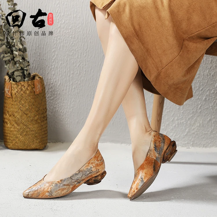 
Women Fancy Mixcolor Pump Shoe Genuine Leather Casual Lady High Heel Shoe 